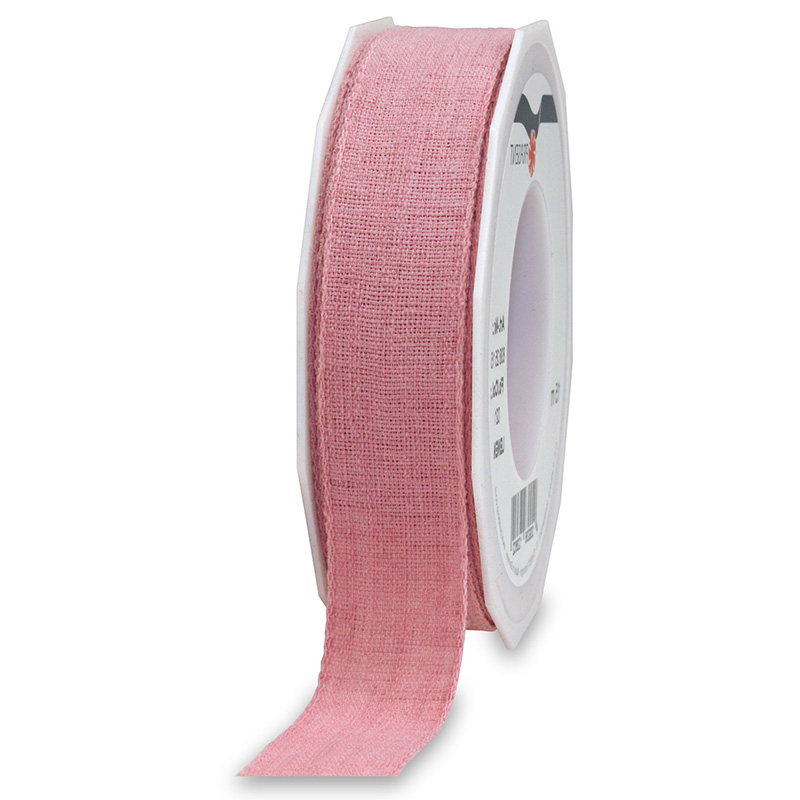 Leinenband rosa: 25mm breit / 15m-Rolle