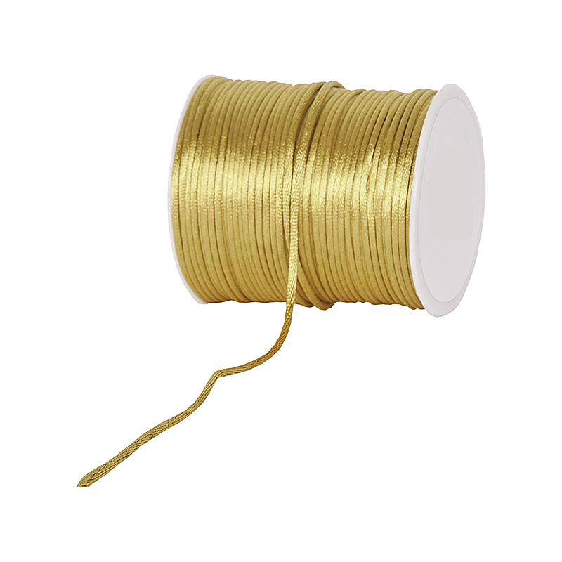 8SLC0418 Satinkordel-Seidenkordel: 3mm Ø breit / 100m-Rolle, gold
