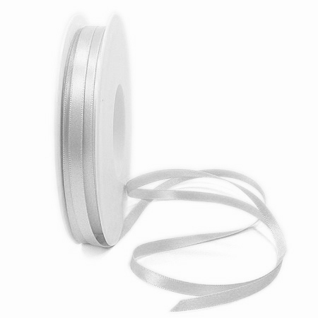 6mm-001 Satinband-SINFINITY, weiss: 6mm breit / 50m-Rolle, mit feiner Webkante