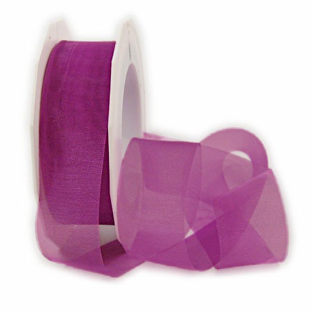 Organzaband-Sheer: 25mm breit / 25m-Rolle, fuchsia.
