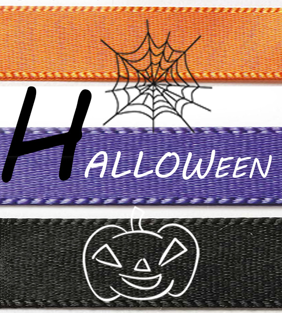 HALLOWEEN 2019 - Doppelsatinband: 15mm breit / 25m-Rolle