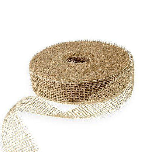 Juteband hart appretiert, creme: 50mm breit / 40m-Rolle