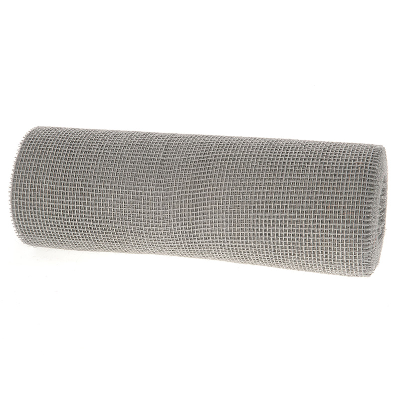 2200127 DEKOR-Jute - Tischläufer: 300mm breit / 10m-Rolle, grau-silber