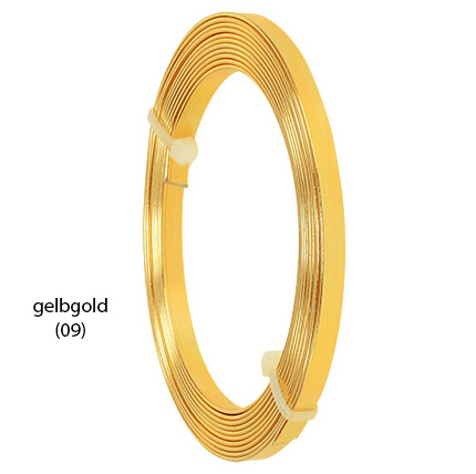 gelbgolgd09 Aluminium-Flachdraht: ca. 5mm x 1mm - 10m-Ring: gelbgold (09)
