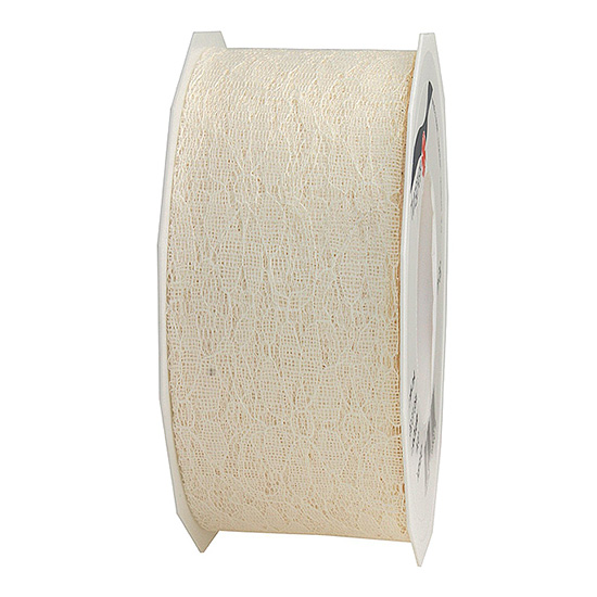 Spitzenband: 40mm breit / 25m-Rolle, creme