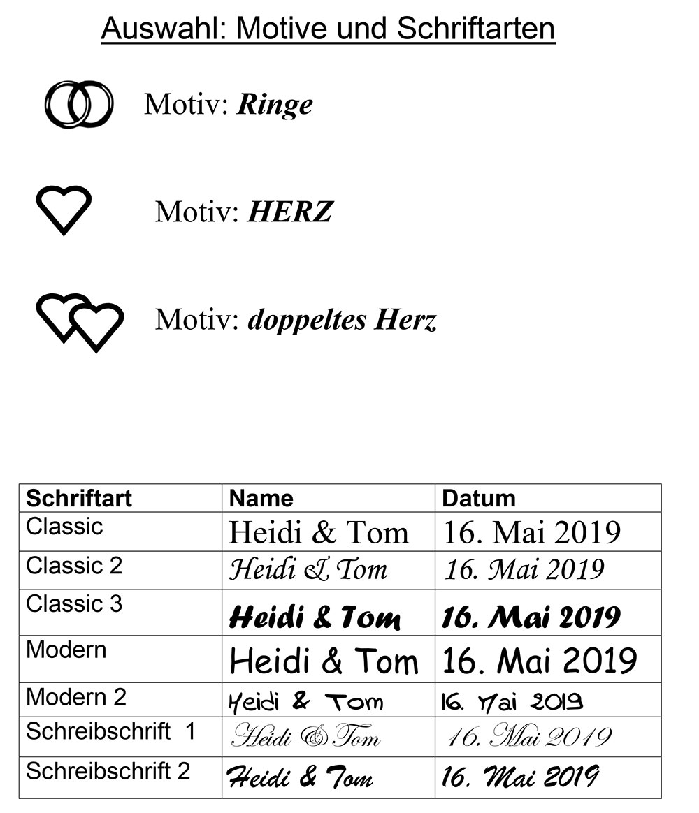 Motive-und Schriftarten-Auswahl