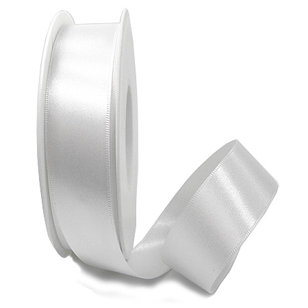 25mm-weiss-001 Satinband-SINFINITY, weiss: 25mm breit / 25m-Rolle, mit feiner Webkante