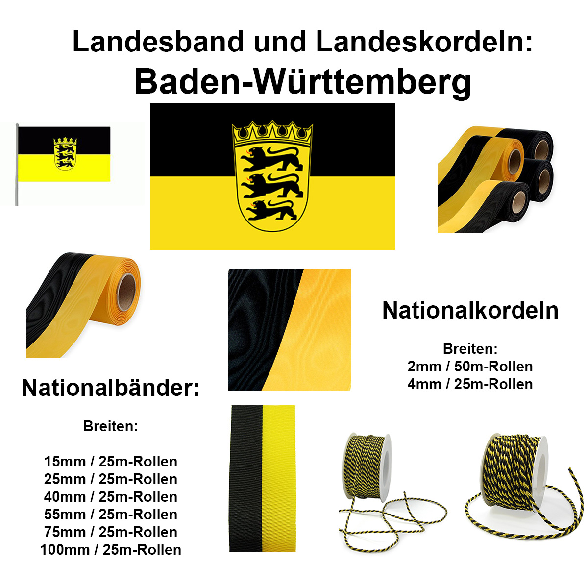 BADEN-WÜRTTEMBERG - Landesband und Landeskordeln: Breitenauswahl