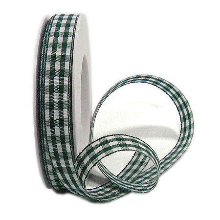34071520859 Vichy-Karoband, dunkelgrün-weiss: 15mm breit / 25m-Rolle