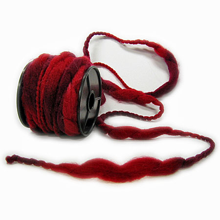 710112534 Filzkordel: Bordeaux-Weinrot - 12mm Ø breit / 10m-Rolle