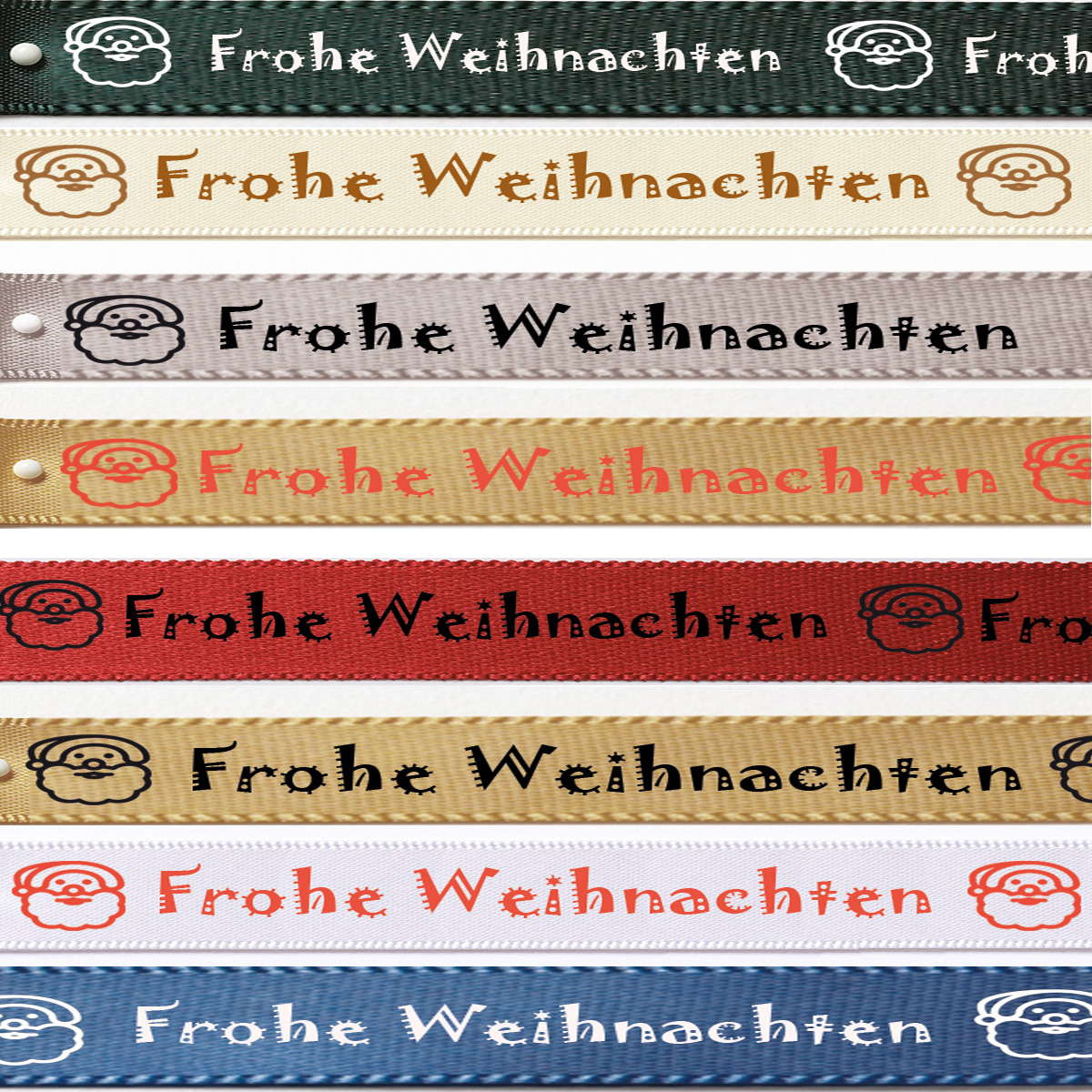 Weihnachtsband "Frohe Weihnachten III"- Satin: 15mm breit / 25m Rolle - Farbauswahl