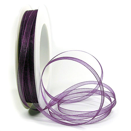 12506169 Organzaband: 5mm breit / 50m-Rolle, dunkellila