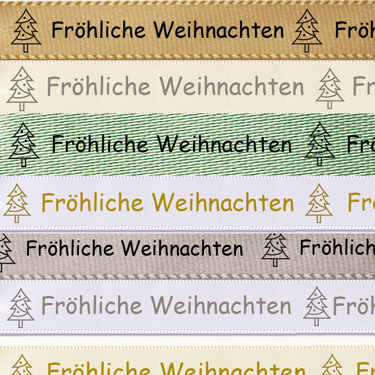 Weihnachtsband 2022 Trendfarben in 15mm oder 25mm Breite auf 25m-Rollen