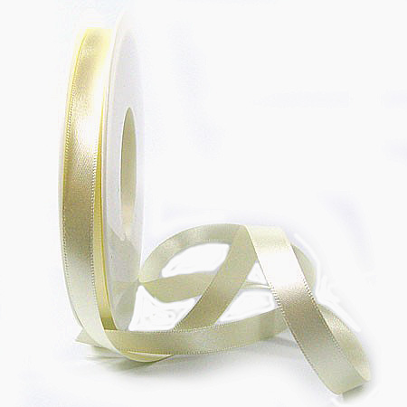 Satinband SINFINITY, creme: 10mm breit / 25m-Rolle, mit feiner Webkante.