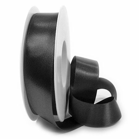 25mm-050-schwarz Satinband SINFINITY, schwarz: 25mm breit / 25m-Rolle, mit feiner Webkante.