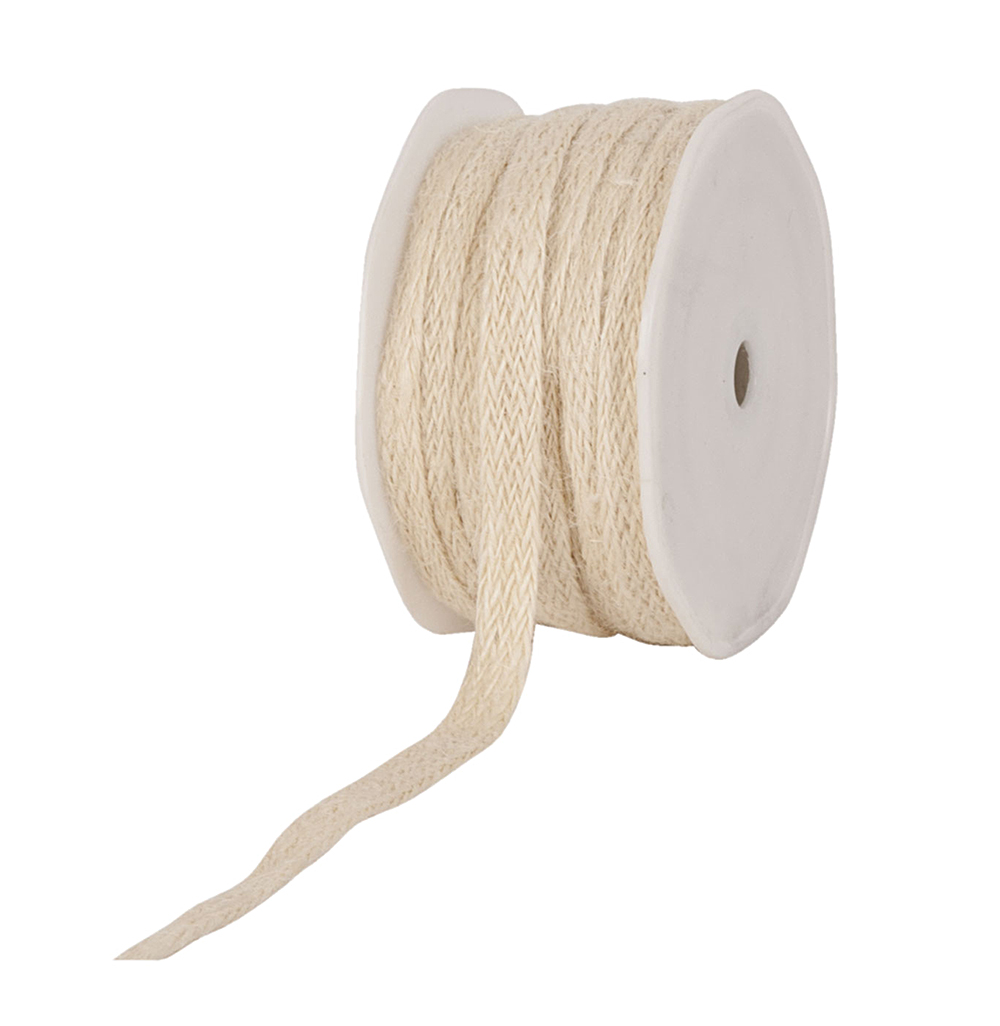 8JUTR1602 Jute-Flechtband, creme: 12mm breit / 20m-Rolle
