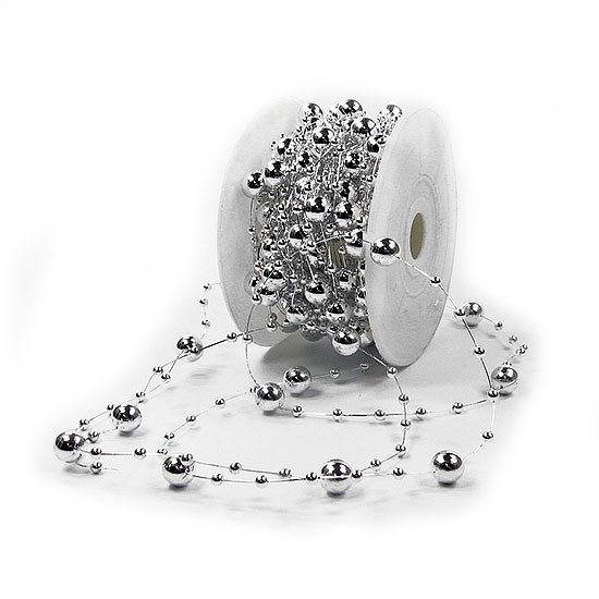 801520008 Dekoperlen, silber-metallic - 8mm breit / 10m-Rolle