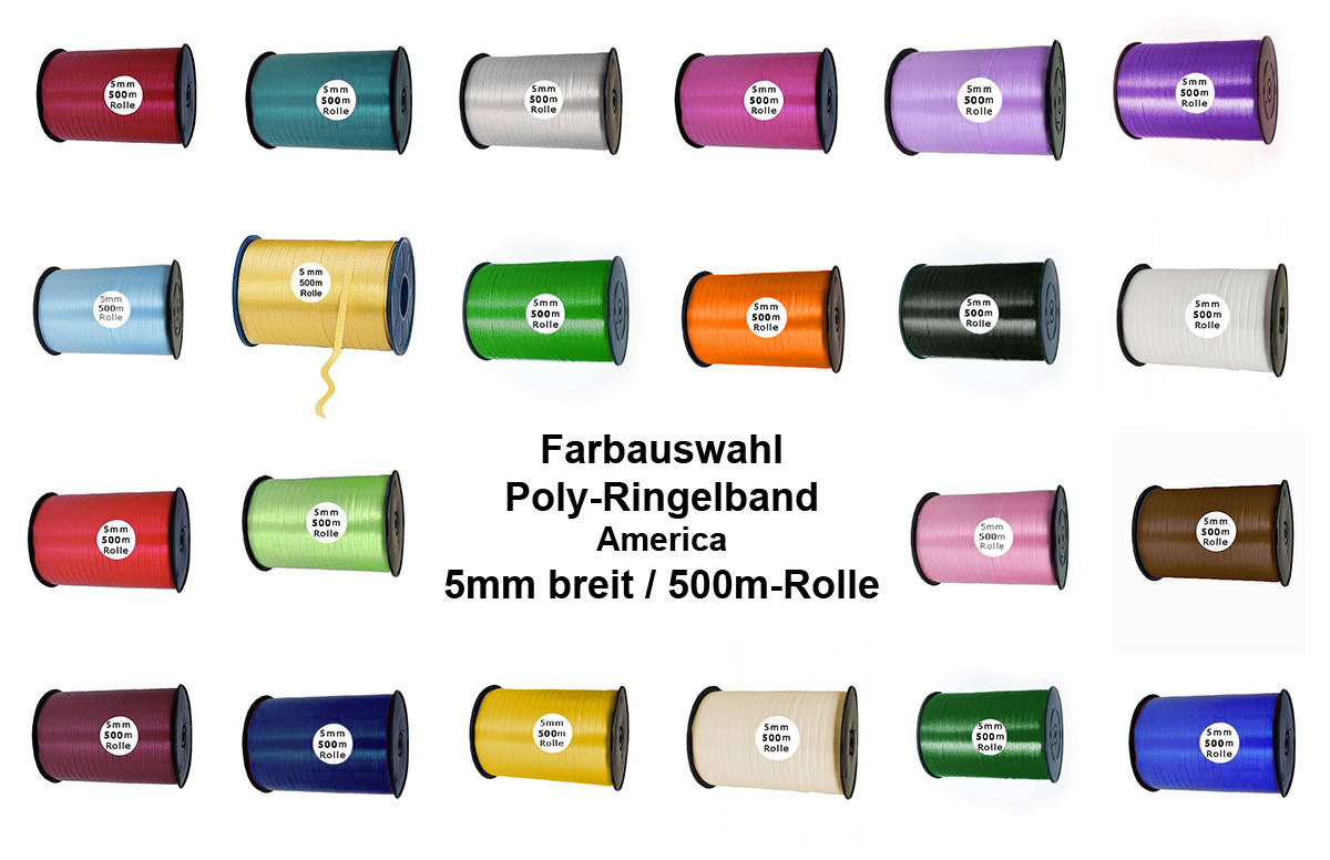 Ringelband: 5mm breit / 500m-Rolle, Farbauswahl