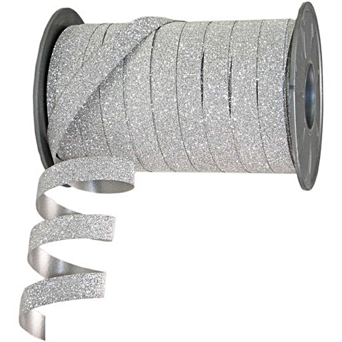 Polyband-Glitter: 10mm breit / 100m-Rolle, silber