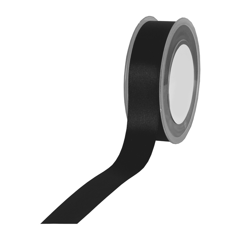 Satinband-SIMPEL: 25mm breit / 25m-Rolle, schwarz