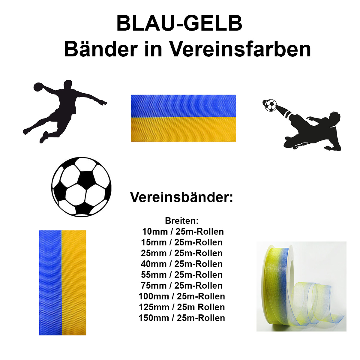 BLAU-GELB Vereinsband:: verschiedene Breiten