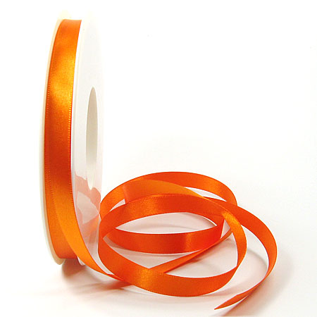 Satinband SINFINITY, orange: 10mm breit / 25m-Rolle, mit feiner Webkante.