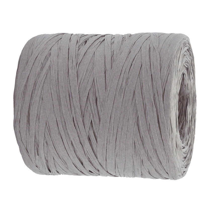 8RAF200-05 PAPER-Raffia-Bast, grau: 5mm breit / 200m-Rolle