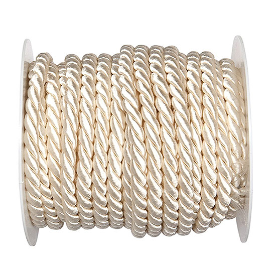 creme-6mm Kordel, einfarbig gedreht: 6mm breit Ø / 25m-Rolle
