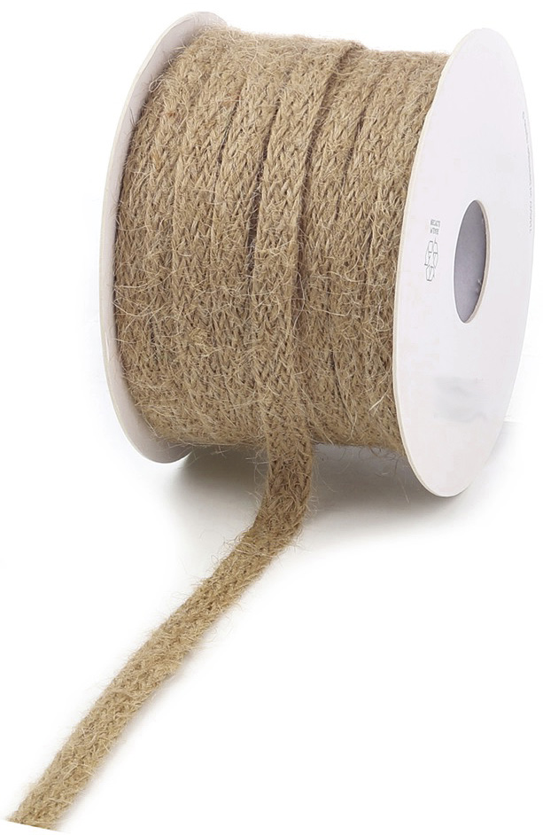 Juteband-natur-10mm-25m-1308-2510-72 Jute-Flechtband, Natur: 10mm breit / 25m-Rolle