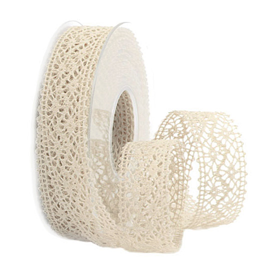 Häkelband, creme: 22mm breit / 10m-Rolle