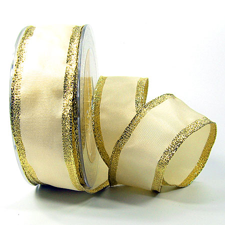 Dekorband Classic: 38mm breit / 25m, creme-gold