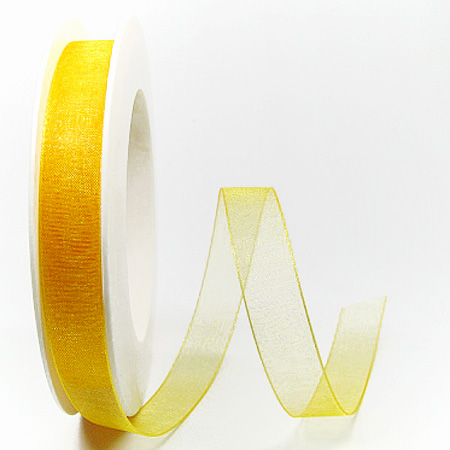 1250015032 Organzaband gelb: 15mm breit / 25m-Rolle