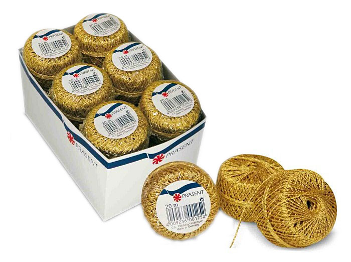127-634-2 SPAR-PACK = 6 Rollen zum Preis von 1,99 € pro Stück: GARN-Kordel: 1,2 mm Ø / 20m-Rolle, gold