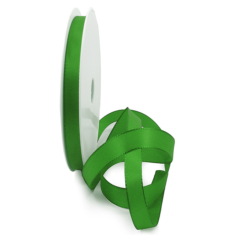 apfelgruen-51 Taftband, apfelgrün: 10mm breit / 50-Rolle, mit feiner Webkante