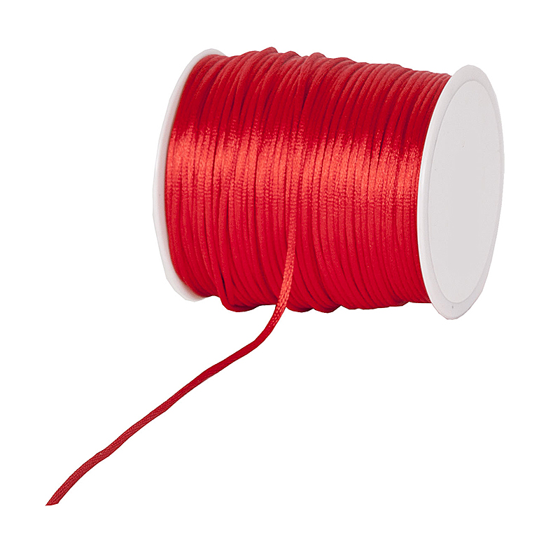 8SLC0465 Satinkordel-Seidenkordel: 3mm Ø breit / 100m-Rolle, rot