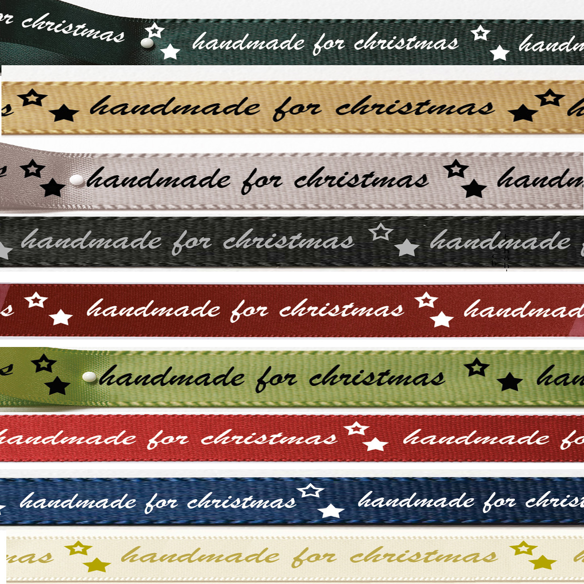 Satinband "handmade for christmas": 15mm breit / 25m Rolle - FARBAUSWAHL