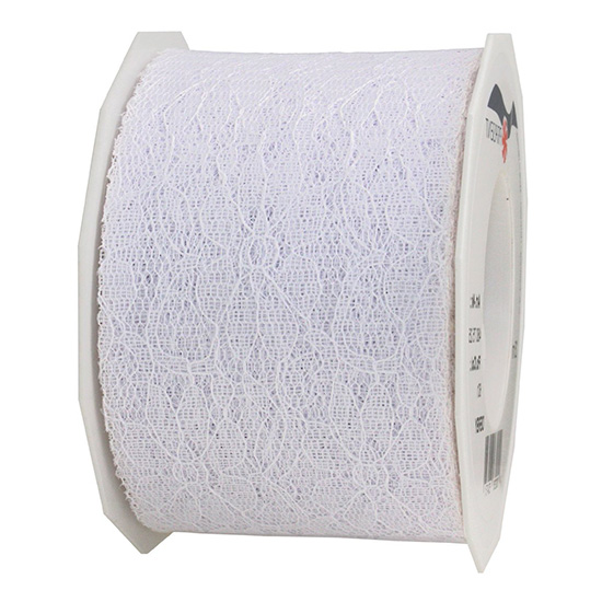 Spitzenband-Derby-weiss-72mm Spitzenband: 72mm breit / 25m-Rolle, weiß.