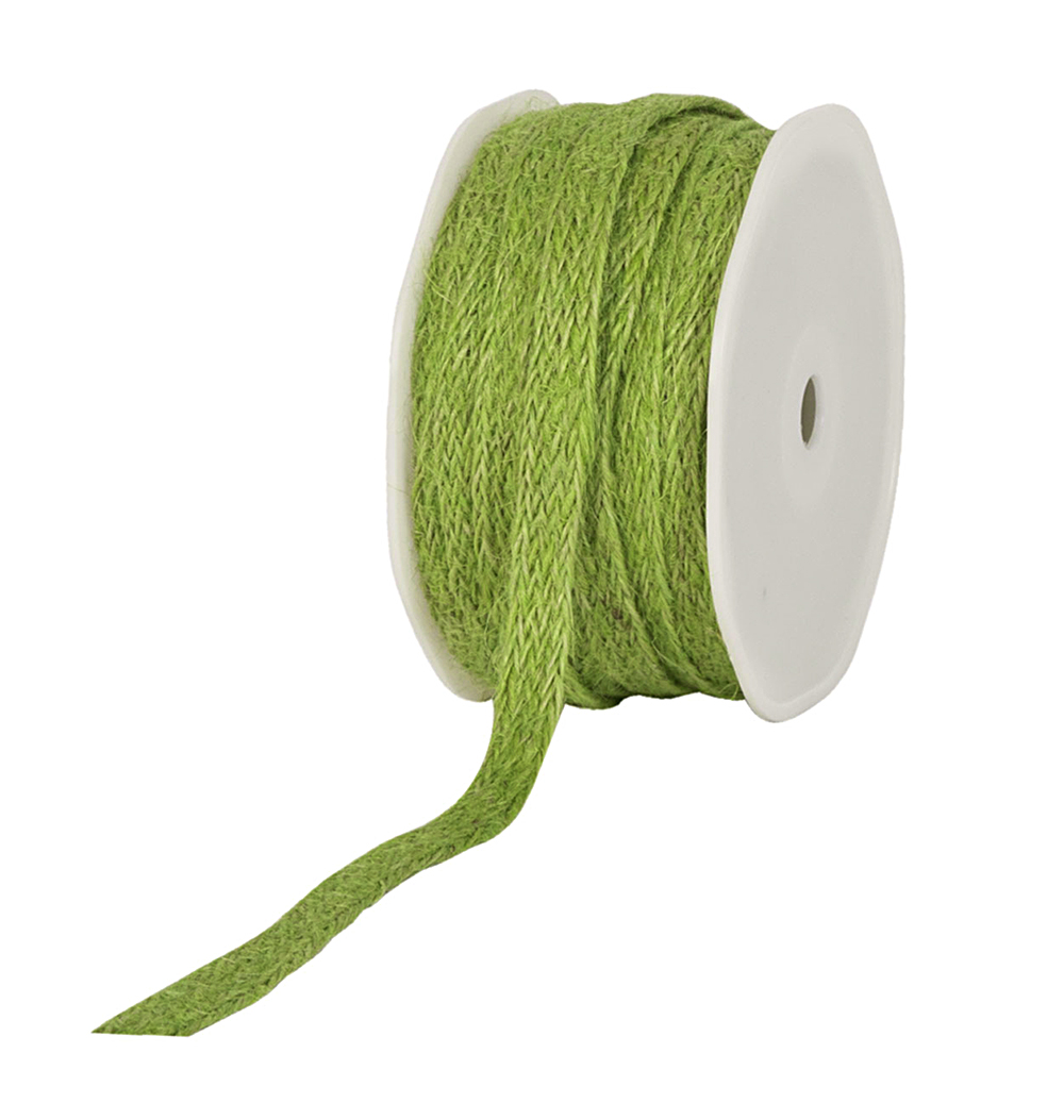 8JUTR1623 Jute-Flechtband, lindgrün: 12mm breit / 20m-Rolle