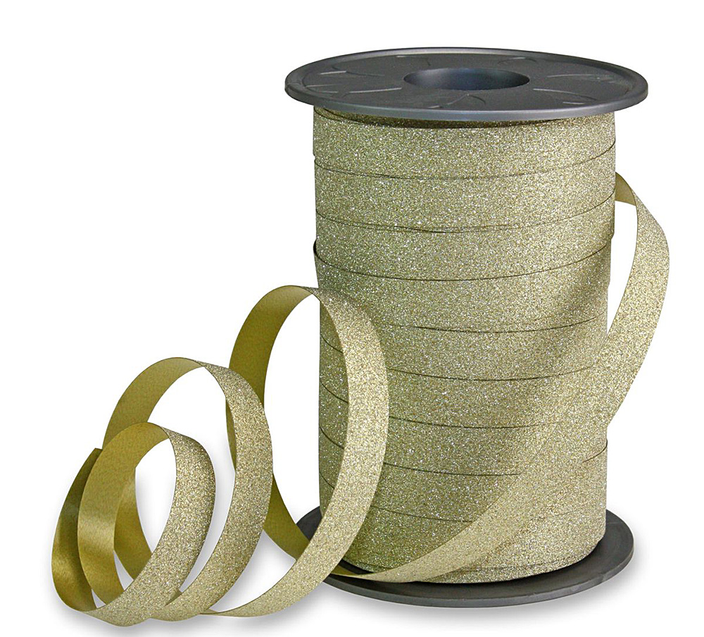 Polyband-Glitter: 10mm breit / 100m-Rolle, gold