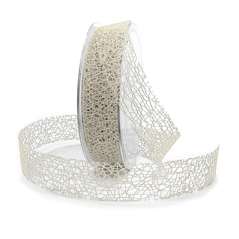 Netzband, creme: 25mm breit / 20m-Rolle.