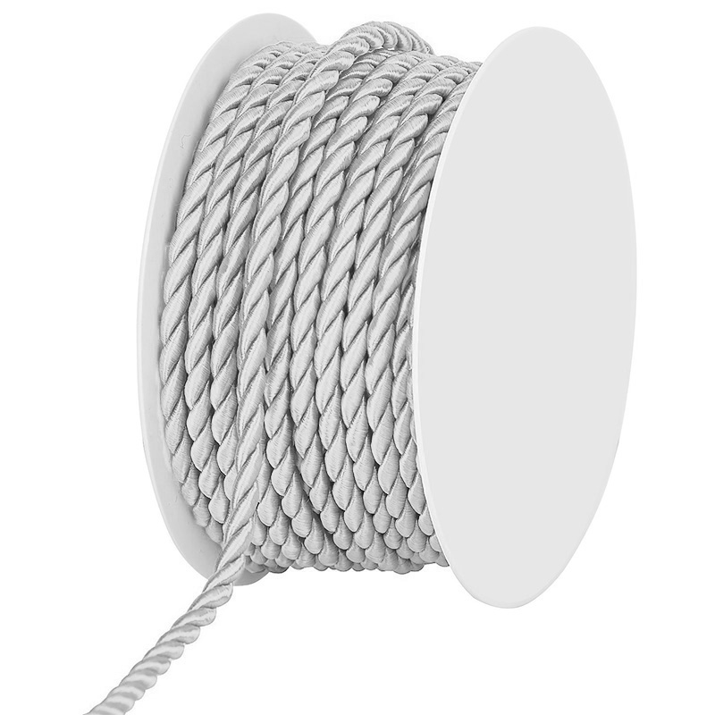 4mm-hellgrau-127 Kordel, einfarbig gedreht: 4mm breit Ø / 25m-Rolle