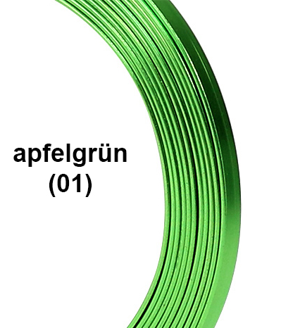 Aluminium-Flachdraht: ca. 5mm x 1mm - 10m-Ring: apfelgrün (01)