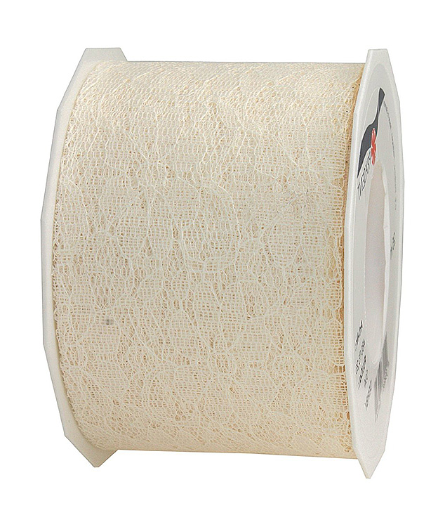 Spitzenband: 72mm breit / 25m-Rolle, creme