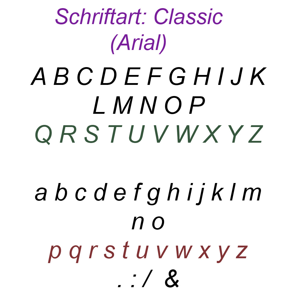 Schriftbild Classic (Arial)