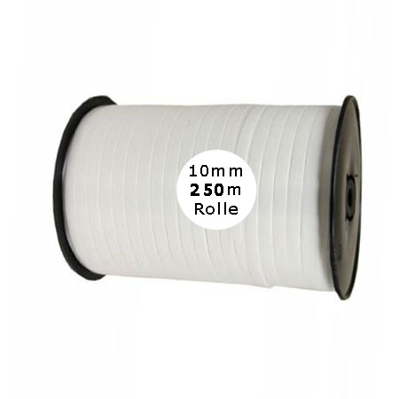 10mm-weiss Ringelband: 10mm breit / 250m-Rolle, weiss