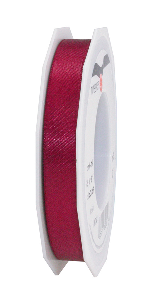 Satinband-PRÄSENT, weinrot: 15mm breit / 25m-Rolle, mit feiner Webkante.