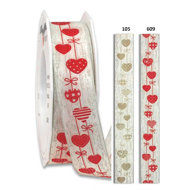 8072520105 LOVELY-Dekorband: 25mm breit / 20m-Rolle, mit Drahtkante.