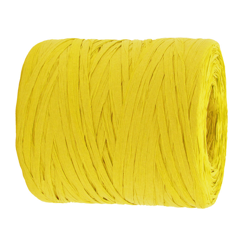 8RAF200-14 PAPER-Raffia-Bast, hellgelb: 5mm breit / 200m-Rolle