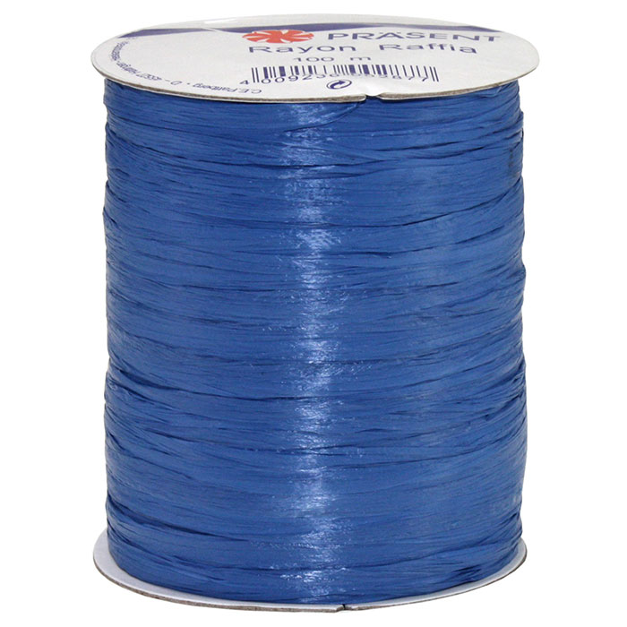 raffia-royalblau Raffia - RAYON, Bindebast: 10mm breit / 100m-Rolle, royalblau