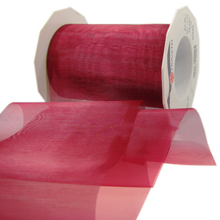 6011225018 Organzaband-Sheer: 112mm breit / 25m-Rolle, weinrot.